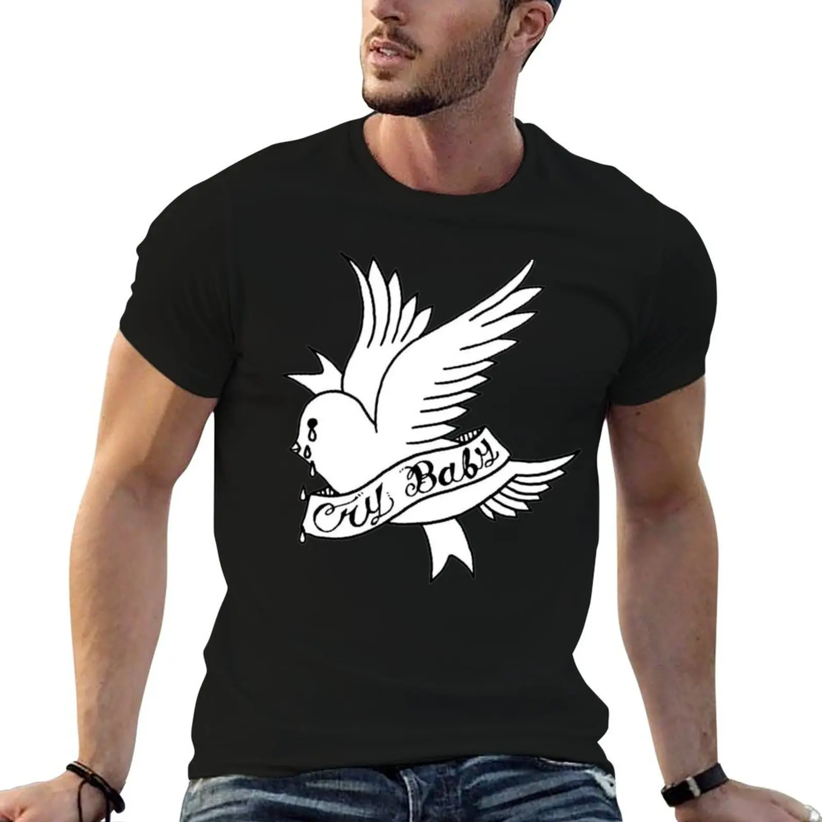 

Lil Peep Cry Baby Bird holding Banner T-Shirt cotton t shirt man t shirts for man slim fit man t shirt luxury T-shirt