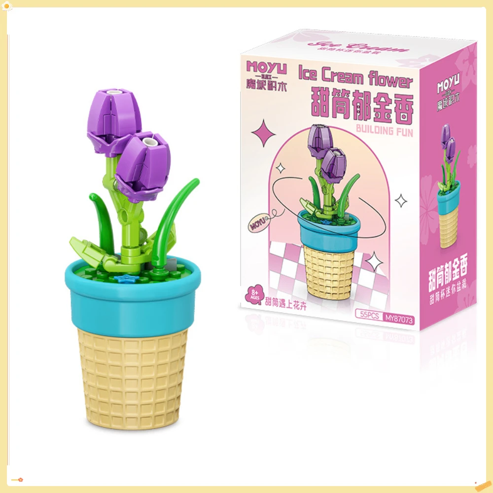 Gesimuleerde bouwsteen bloem zoete buis beker plant ingemaakte bloemen lotusbloem tulpen puzzel montage speelgoed Valentijnsdag geschenk