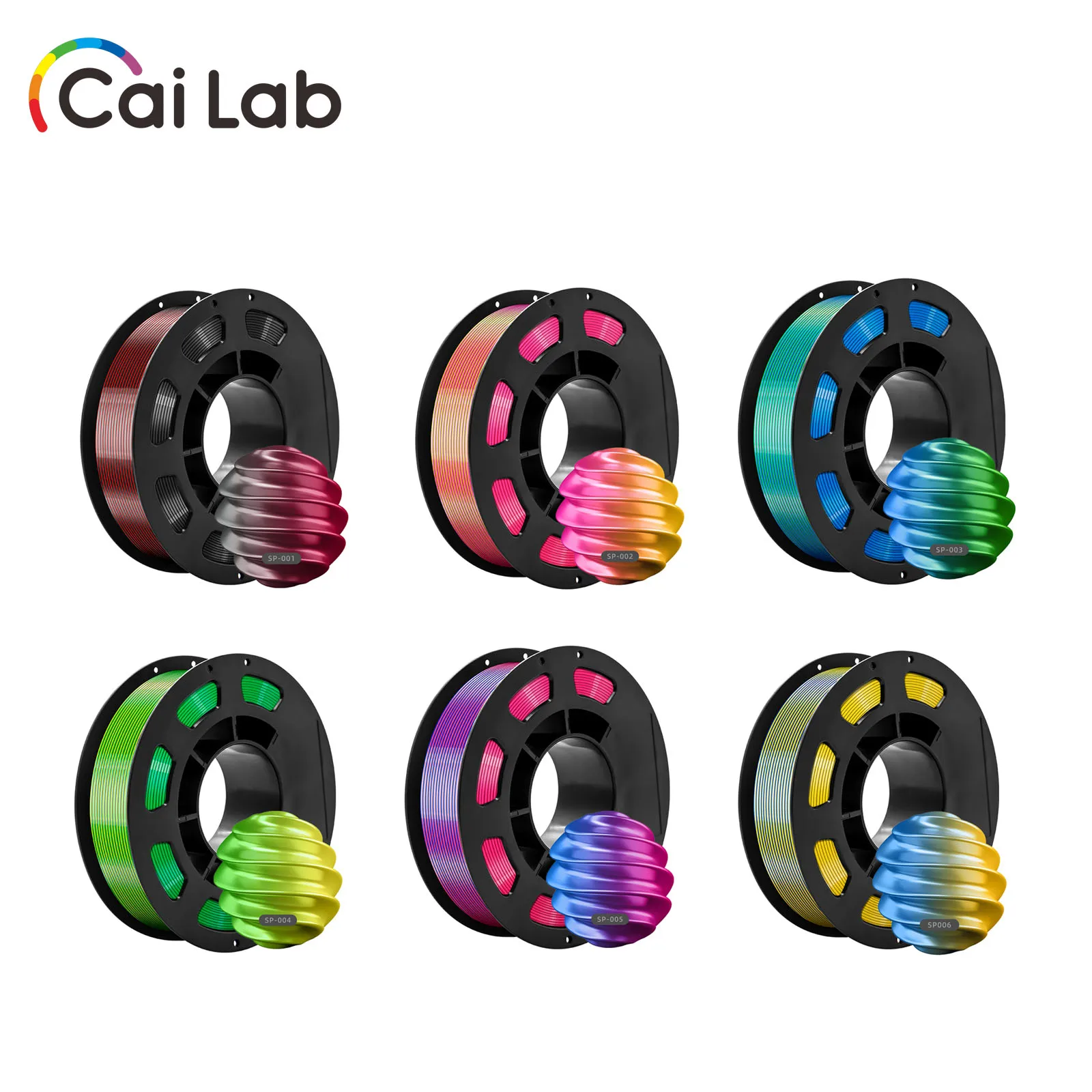CaiLab 1KG Silk BiColor PLA 3D Printer Filament 1.75mm for FDM 3D Printer Color-Changing Two-Tone Silk PLA Printing Materials