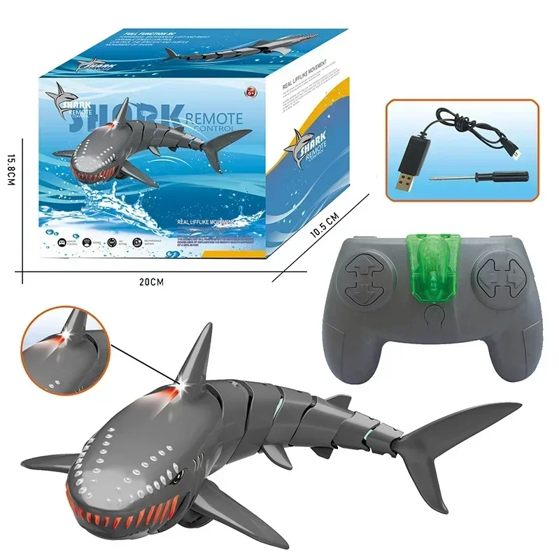 Animal de controle remoto engraçado rc tubarão brinquedo banheira piscina brinquedos elétricos para crianças meninos coisas legais tubarões submarino brincadeira