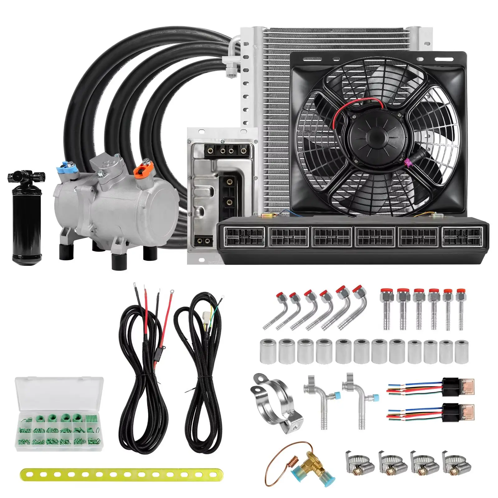 

RV65F 12V/24V car mounted DC air conditioner, suitable for large cars, trucks, RVs, vans, buses, campers, engineering vehicles a