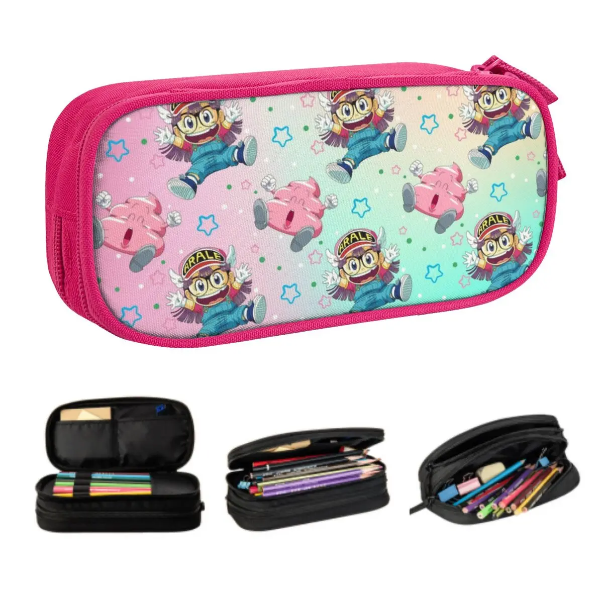 Estuches de lápices coreanos Arale Norimaki y caca personalizados para niños y niñas Dr Slump Japón Manga caja de almacenamiento grande para bolígrafos bolsa de papelería