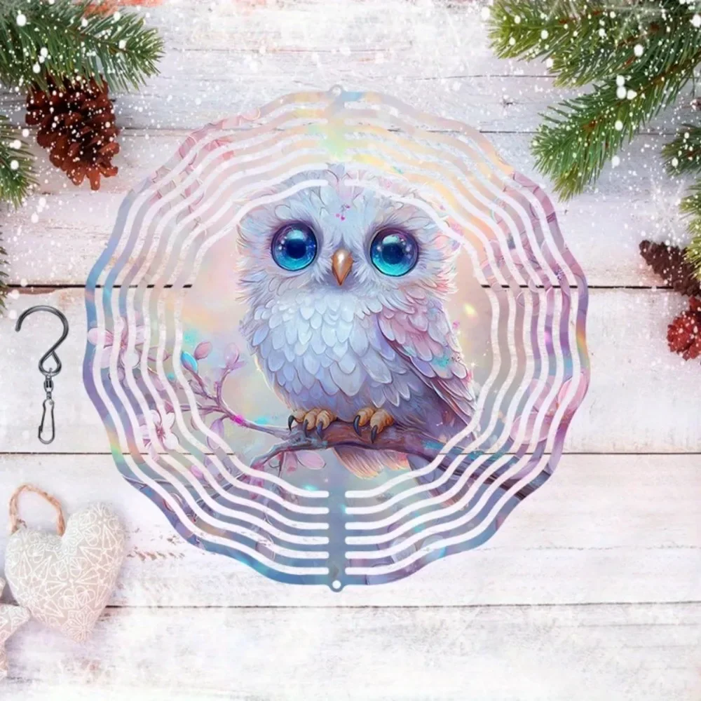 

Window Wind Chime，Metal Owl Wind Chime Colorful Iridescent Garden Decor Soothing Sound Hanging Ornament Durable Outdoor Indoor D