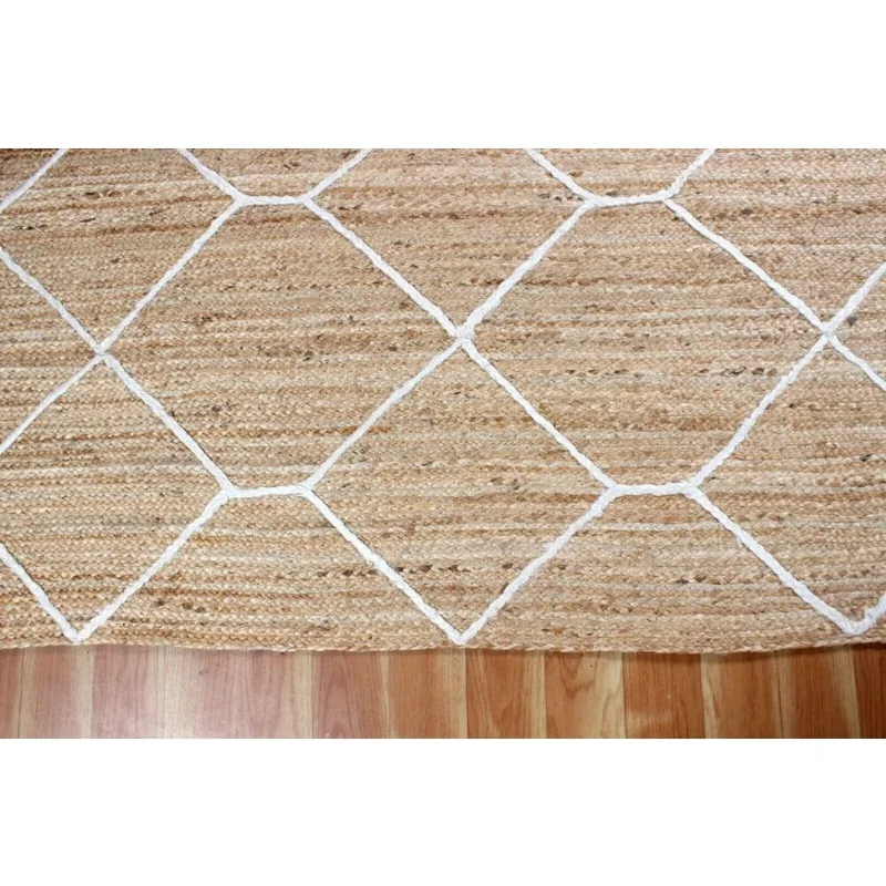 Jute Carpet 100% Natural Hand Braided Home Furniture Geometric Room Area Living Room Decoration Rugs for Bedroom