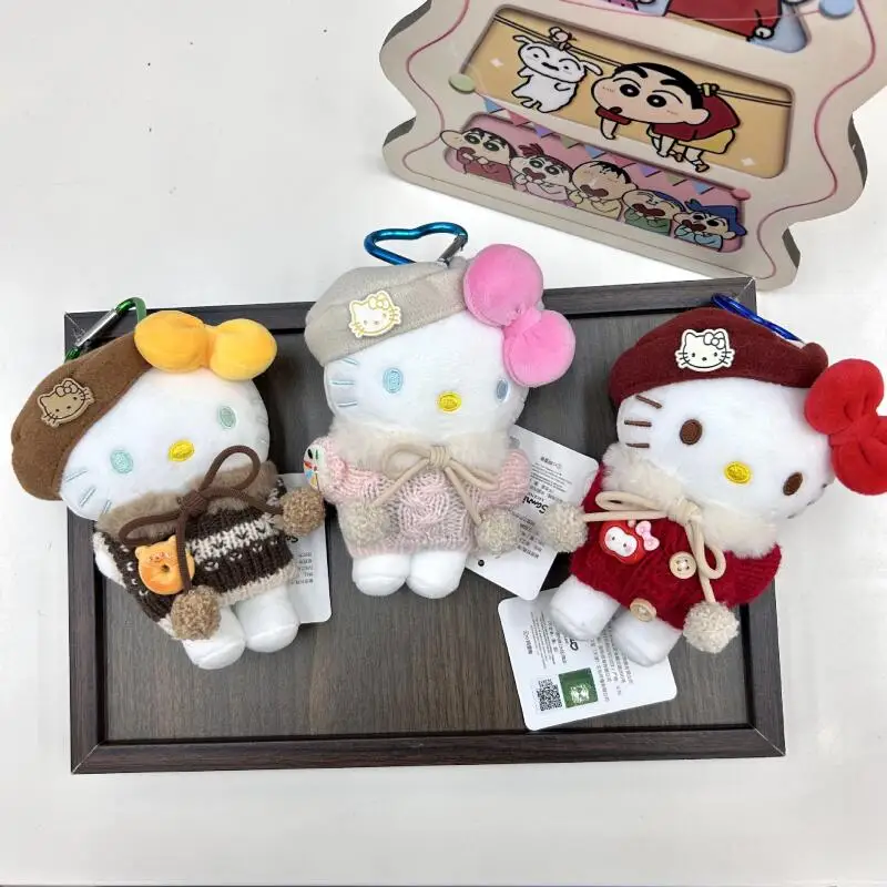 

Lovely Hellokitty Plush Doll Keychain Winter Sweater with Pom-Pom Cute Kitty Bag Pendant Stylish Charm for Girls Wholesale Gift