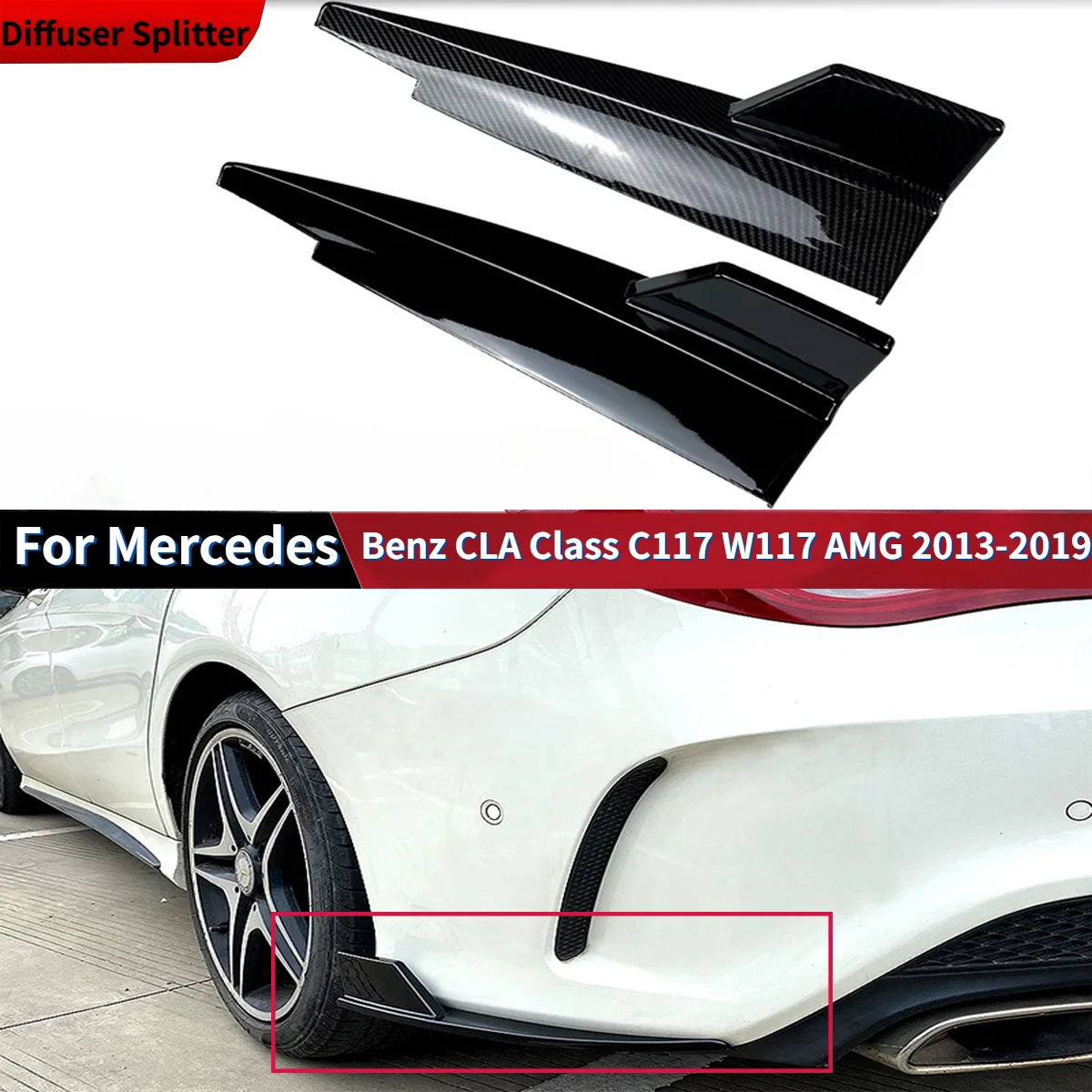 

Car Rear Bumper Diffuser Splitter Canard Spoiler For Mercedes Benz CLA Class C117 W117 AMG CLA45 2013-2019 Accessories Body Kits