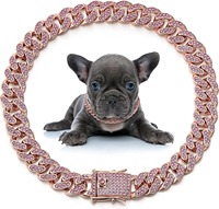 Dog Chain Collar Diamond Cuban Link Necklace Metal Cat Chain Pet Crystal Collar Jewelry Accessories for Dogs Cats
