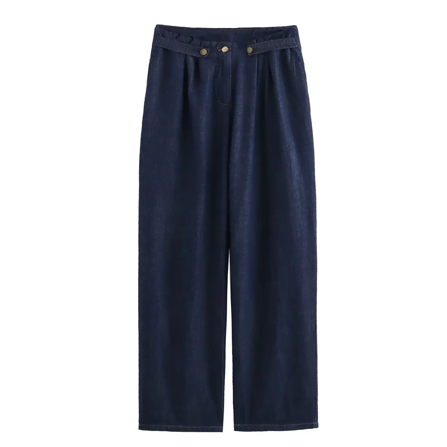 Pantalon en denim taille haute avec fermeture éclair pour femme, jean rétro Joker At, mode décontractée, nouveau, 2024