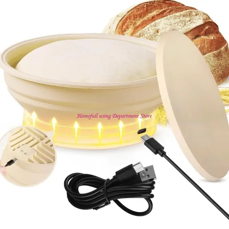 Round Foldable Bread Proofing Basket with Temperature Control Fermentation Bowl
