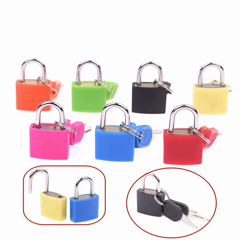 Small Mini Strong Steel Padlock Travel Suitcase Diary Lock With 2 Keys Plastic Case Drawer Luggage Locks Decoration 7 Color