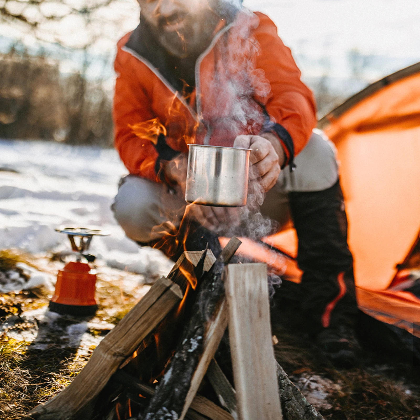 

8Pcs Stainless Steel Camping Cookware Kit Multi-Layer Bottom Backpacking Cooking Set Outdoor Cook Equipment for Hiking Picnic