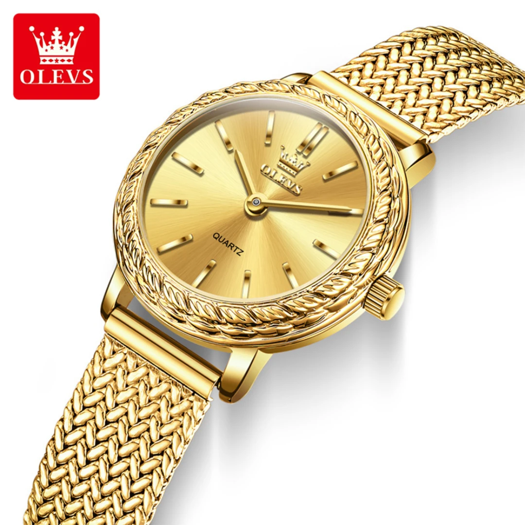 

OLEVS 5643 Модные кварцевые часы в подарок из нержавеющей стали, ремешок для часов с круглым циферблатом, наручные часы