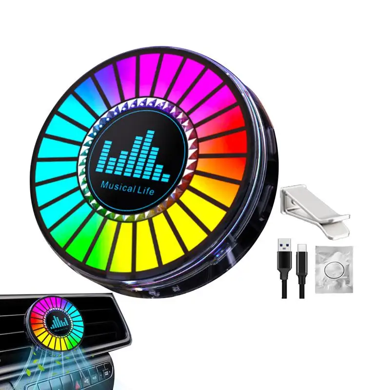 Auto Air Freshener With LED Aroma Rgb Rhythm Ambient Lamp 3D Ambient Lamp Sound Control Automobile Interior Accessories