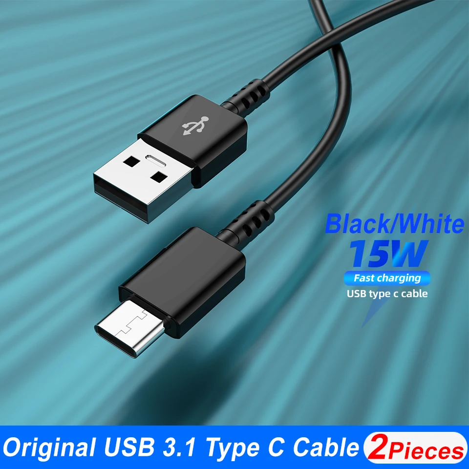 Original 15W Fast Charge Cable USB Type C Data Line For Samsung Galaxy S10 Plus S9 S8 Note9 Note8 A80 A70 A60 A50 A40 M14 Cord