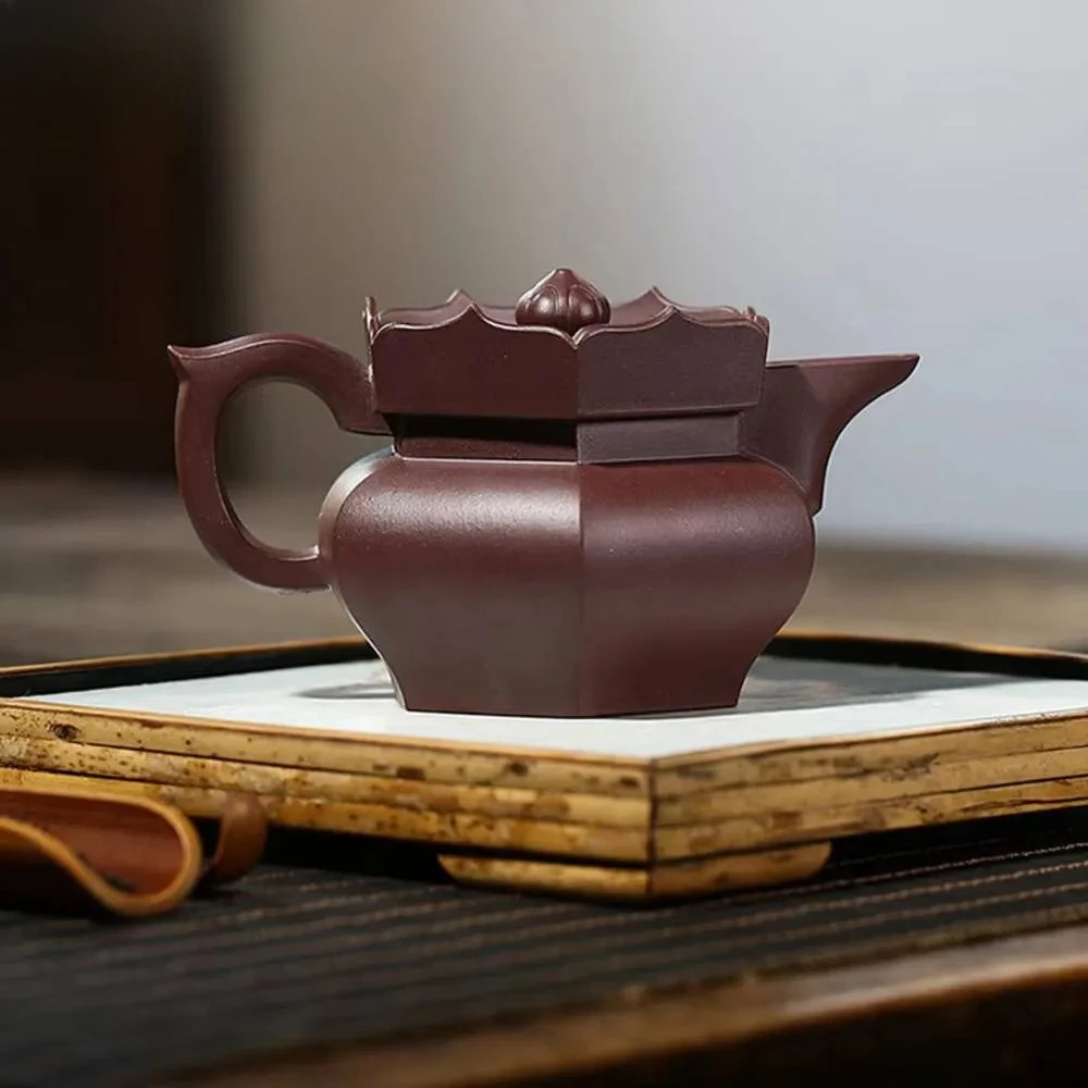 250ml Yixing Purple Clay Teapot Famous Artists Handmade Monk Hat Pot Deposit Raw Ore Purple Mud Kettle Chinese Zisha Tea Set