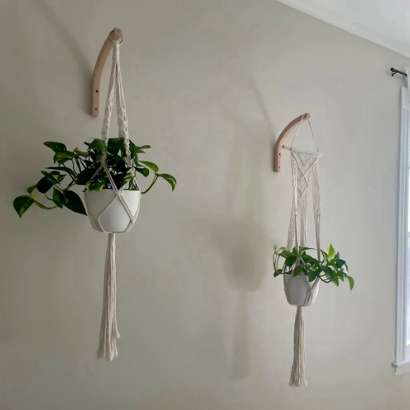 Plant Hanger, Wall Planters For Indoor Plants, Wooden Wall Mounted Hanging Plant Hooks, Basket Hooks For Lanterns, 8Pcs