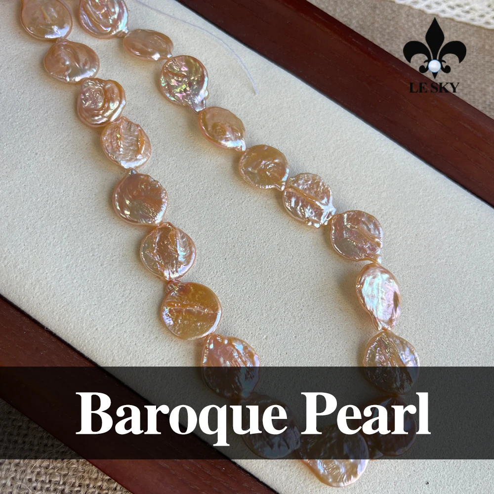

15-16mm Natural Freshwater Baroque Pearl Beads Round Pearl Loose Spacer Beaded for Making DIY Jewerly Necklace Bracelet 36CM