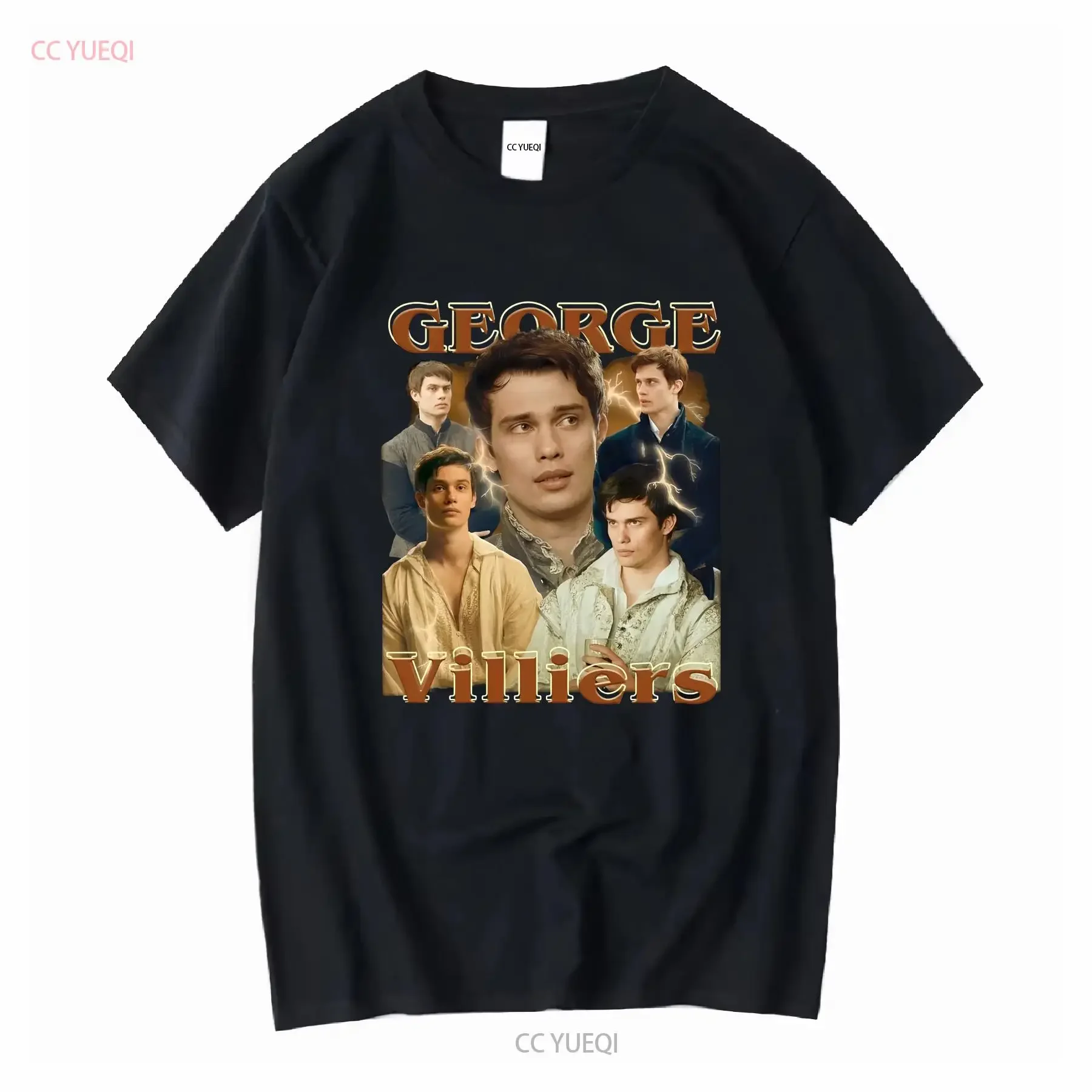 George Villiers Vintage Bootleg T Shirt Nicholas Galitzine long or short sleeves vintage Washed fashion Versatile