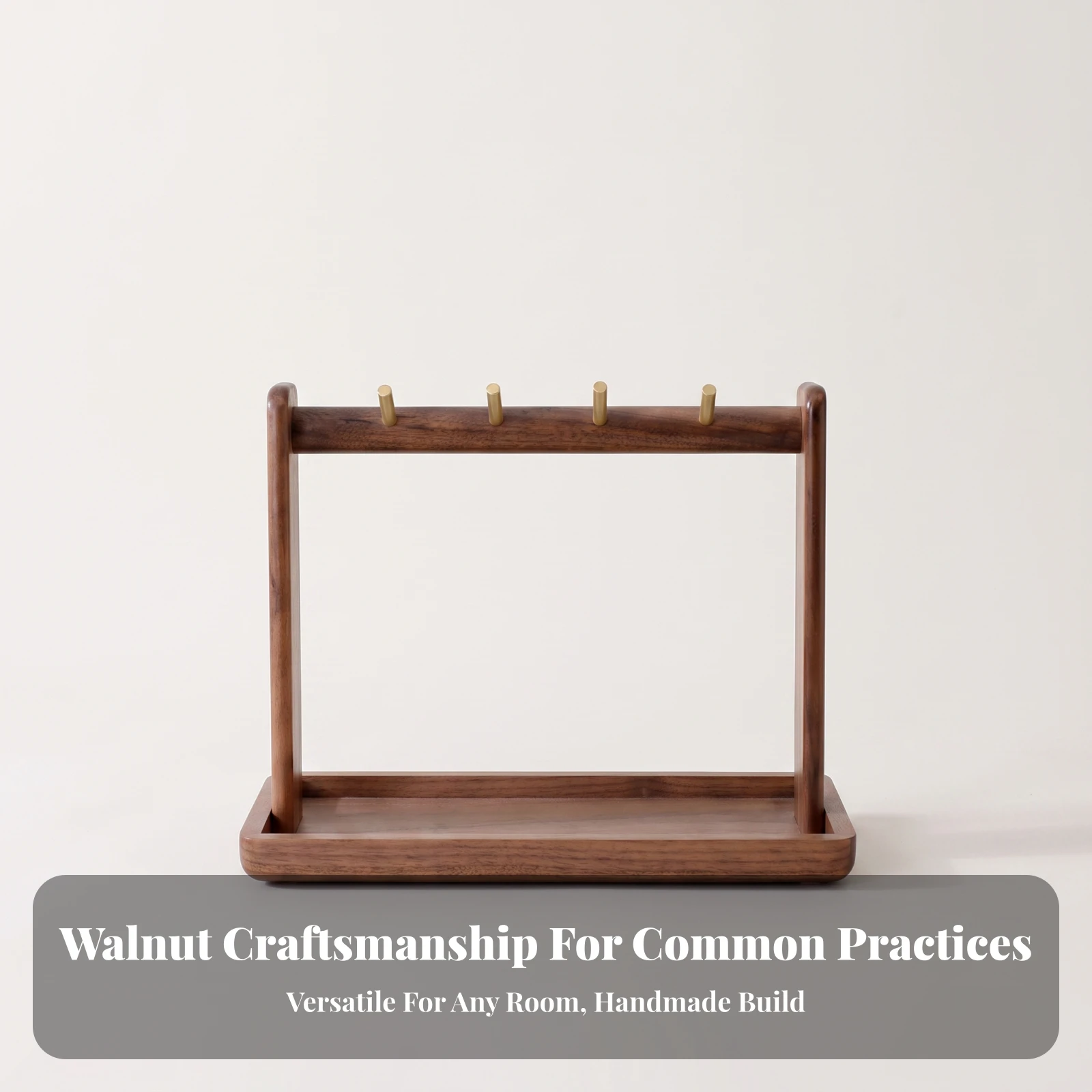 Key and Jewelry Holder Easy to Clean Key Holder with Tray Jewelry Stand with Tray Compact Tabletop Rack with Pegs Slim