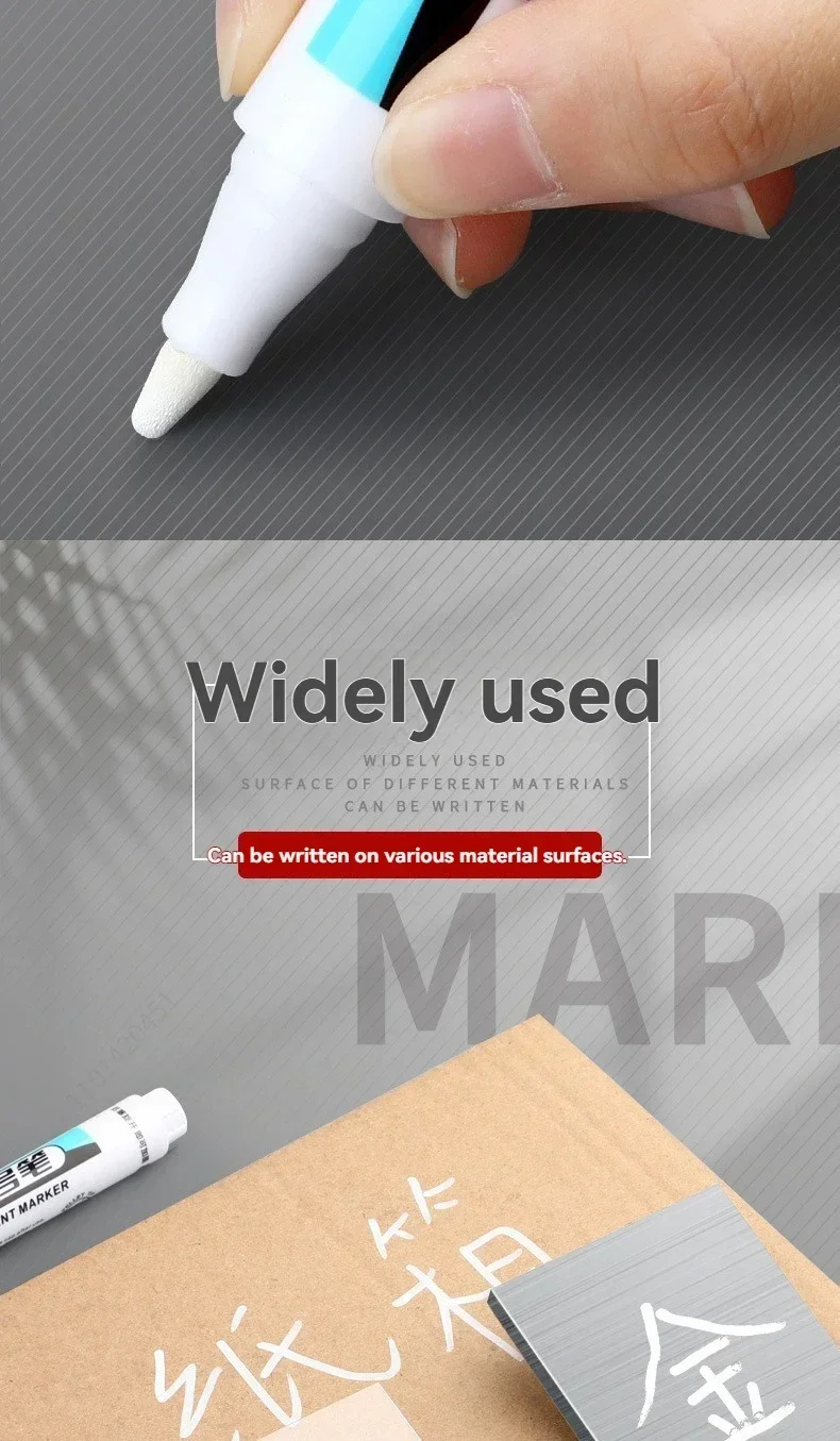 1/10/20 Stück weiße Permanentmarker-Set, 0,7/1,0/45 mm Marker, Farbstift, Tinte für Kunststoff, Leder, Glas, Stein, Metall, Kunstbedarf – Detail 9
