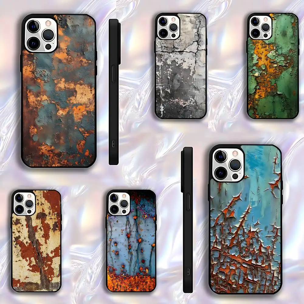 

Retro Industrial Style Rusty Phone Case For iPhone 17,16,15,14,13,12,11,Pro,Max,Plus,E,Air,Mini Protective Black Cover