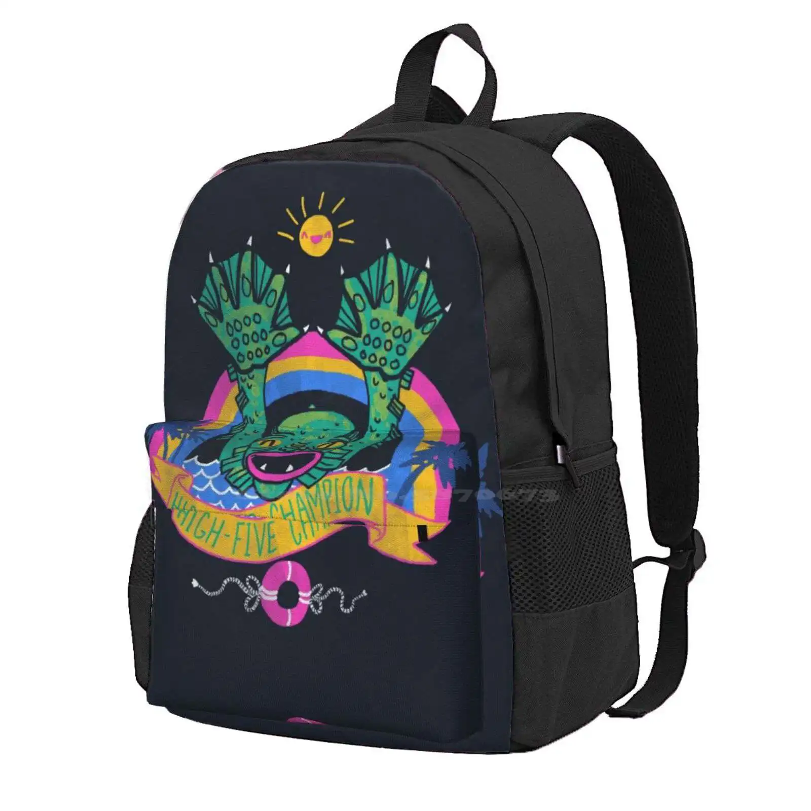 High-Five Champion Hot Sale Schoolbag Backpack Fashion Bags Monster High Five Hand Claws Summer Rainbow Creature Fish Man Gill