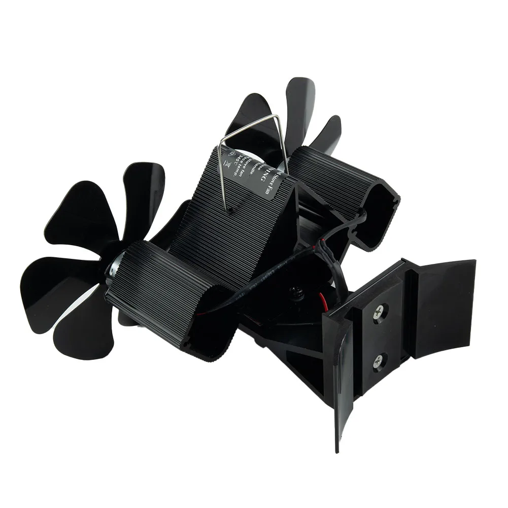 Home Improvement Fireplace Fan Aluminum Black Blade Fireplace Fan Clamps Double Heads Thermoelectric Module Wall Mounted