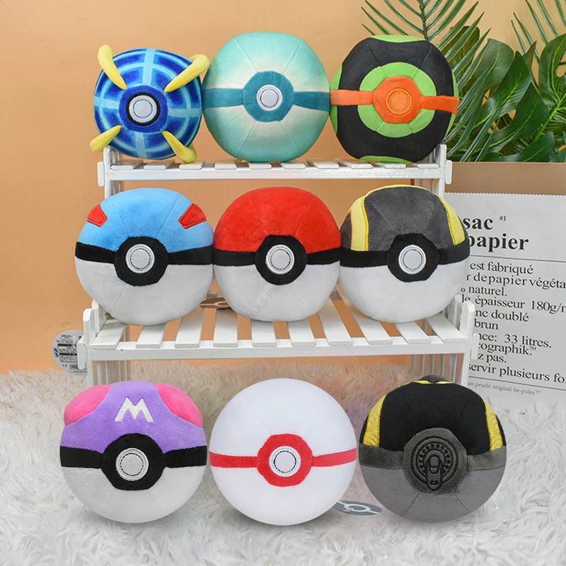 9Styles Pokemon Plush Pokeball Stuffed Toy Master Ball Poke Ball Great Ball Beast Ball Dusk Ball Hisuian Ultra Ball Peluche Doll