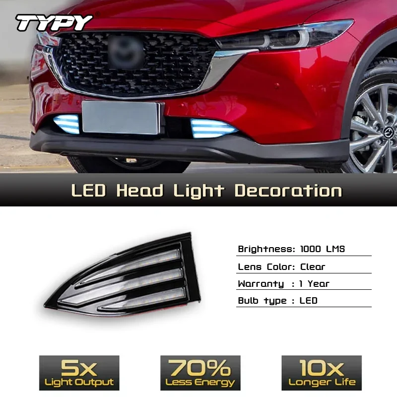 

TYPY Автомобильные светодиодные противотуманные фары для Mazda CX-5 CX5 2022 2023, автомобильные светодиодные дневные ходовые огни, динамический указатель поворота, автоаксессуары