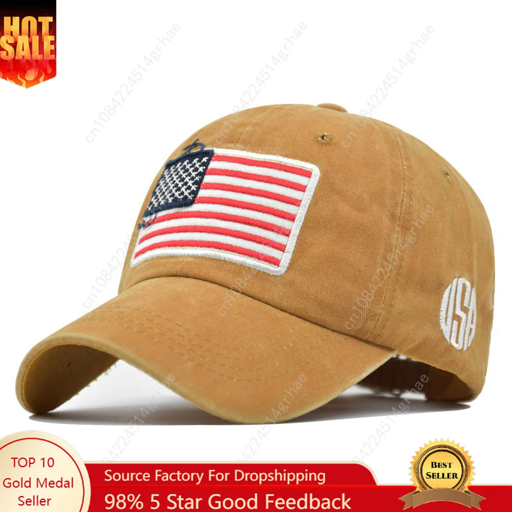 

USA flag embroidered baseball cap, adjustable for men and women, retro duckbill cap for outdoor sports, sun protection