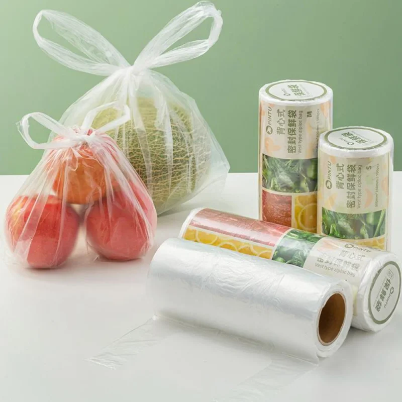 

100pcs/Set Large-Capacity PE Material Fresh Bag Kitchen Storage Bag Convenient Vest Saving Durable And Reusable Preservation Bag