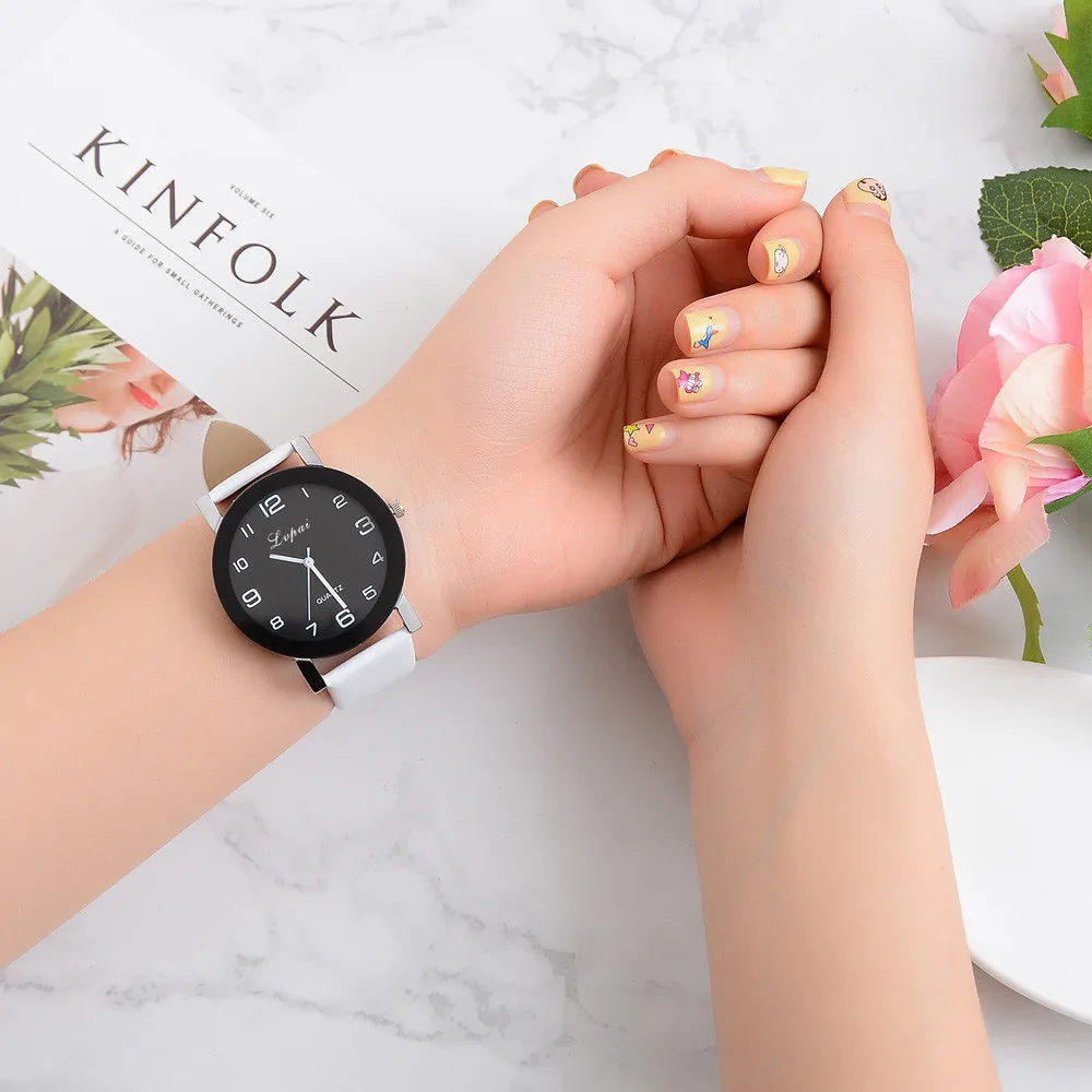 Fashion Simple Women Watch PU Strap Big Dial Creative Quartz Wristwatch Casual Lover Watches Relógio Feminino Reloj Mujer