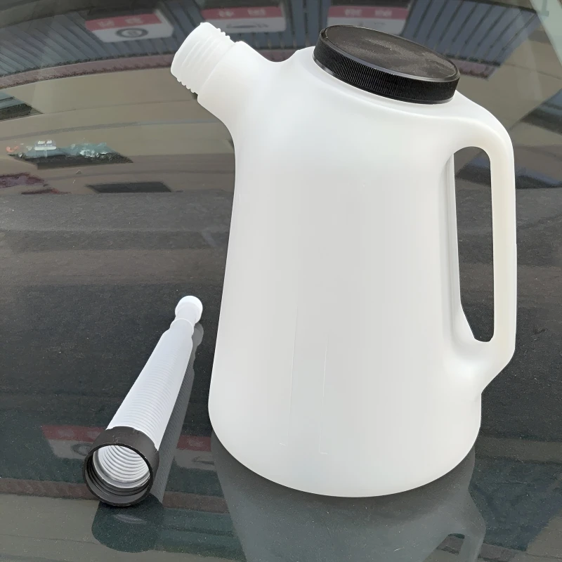 Jarra Medidora Universal de Óleo com Bico Flexível para Despejo, Recipiente Plástico Medidor com Tampa Durável para Viagens e Carros