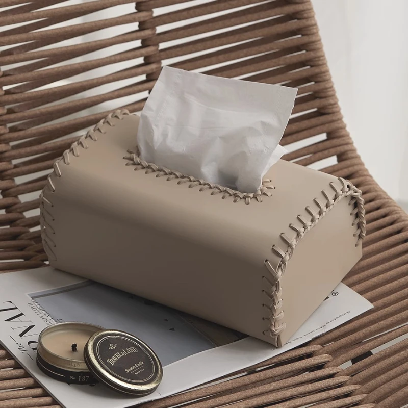 

Maillard style light luxury tissue box home living room dining table designer high-end leather