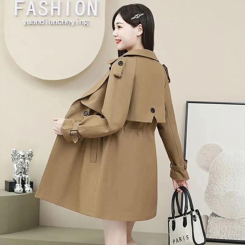 

2024 Spring Autumn New Chic Windbreaker Jacket Women Overcoat Fashion Korean Loose Mid-Length Oversize 4XL Trench Coat Outwear