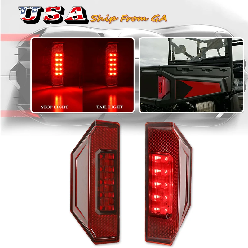 

2PCS Car Tail Lights For Polaris Ranger 1000 900 570/ General Red LED Taillights Rear Brake Stop Lights 2015-2020 Accessories