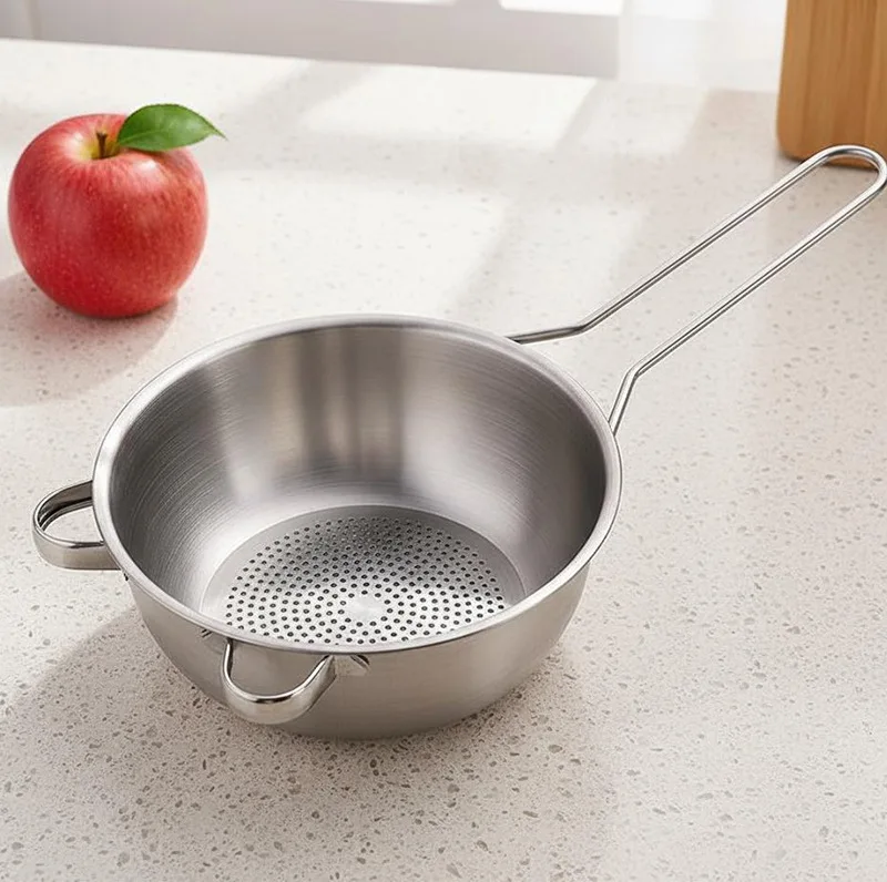 304 Stainless Steel Strainer Household Kitchen Tools New Rice Sieve Soybean Milk Filter Spoon Powder Sieve Chafing Dish Strainer