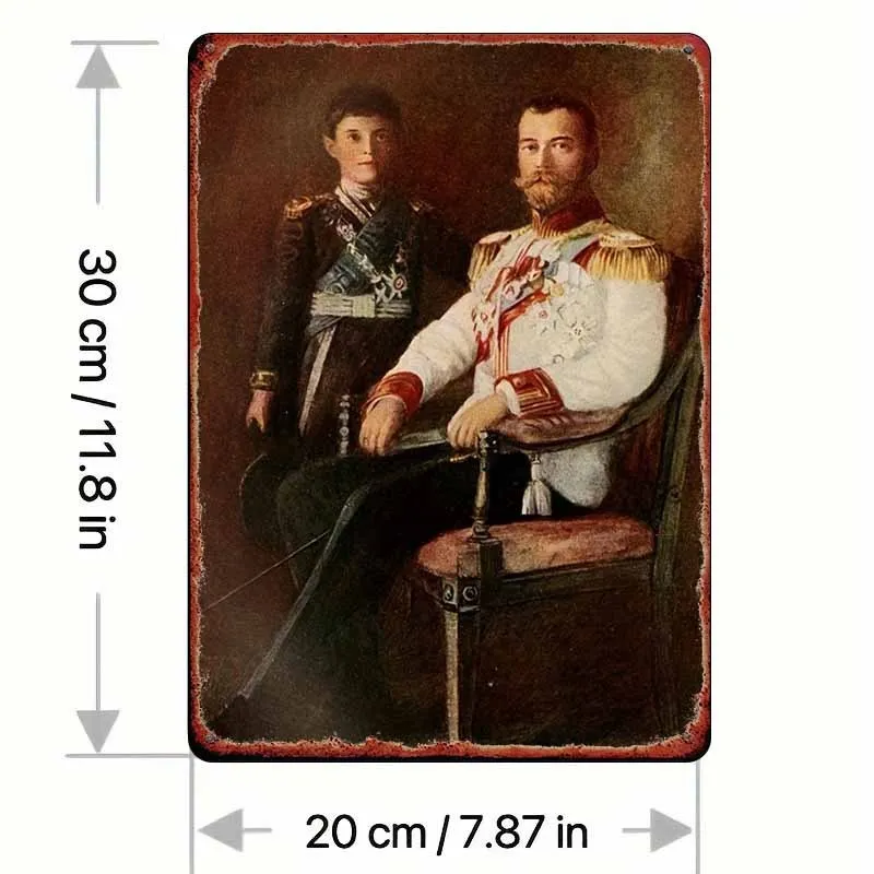 featuring Russian Tsar Nicholas II and his son Alexei Nikolayevich, perfect wall decor for bedroom, bar, garage, garden .
