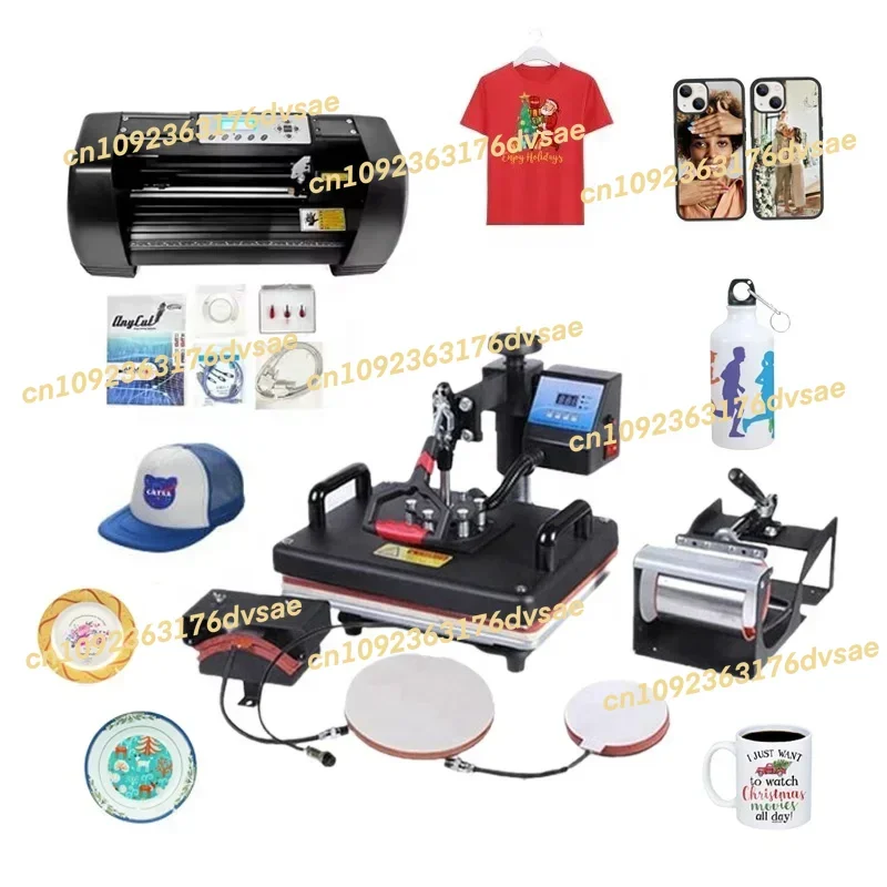 NUEVA máquina combinada de sublimación 5 en 1 de prensado en caliente para camisetas con trazador de corte de 365 mm