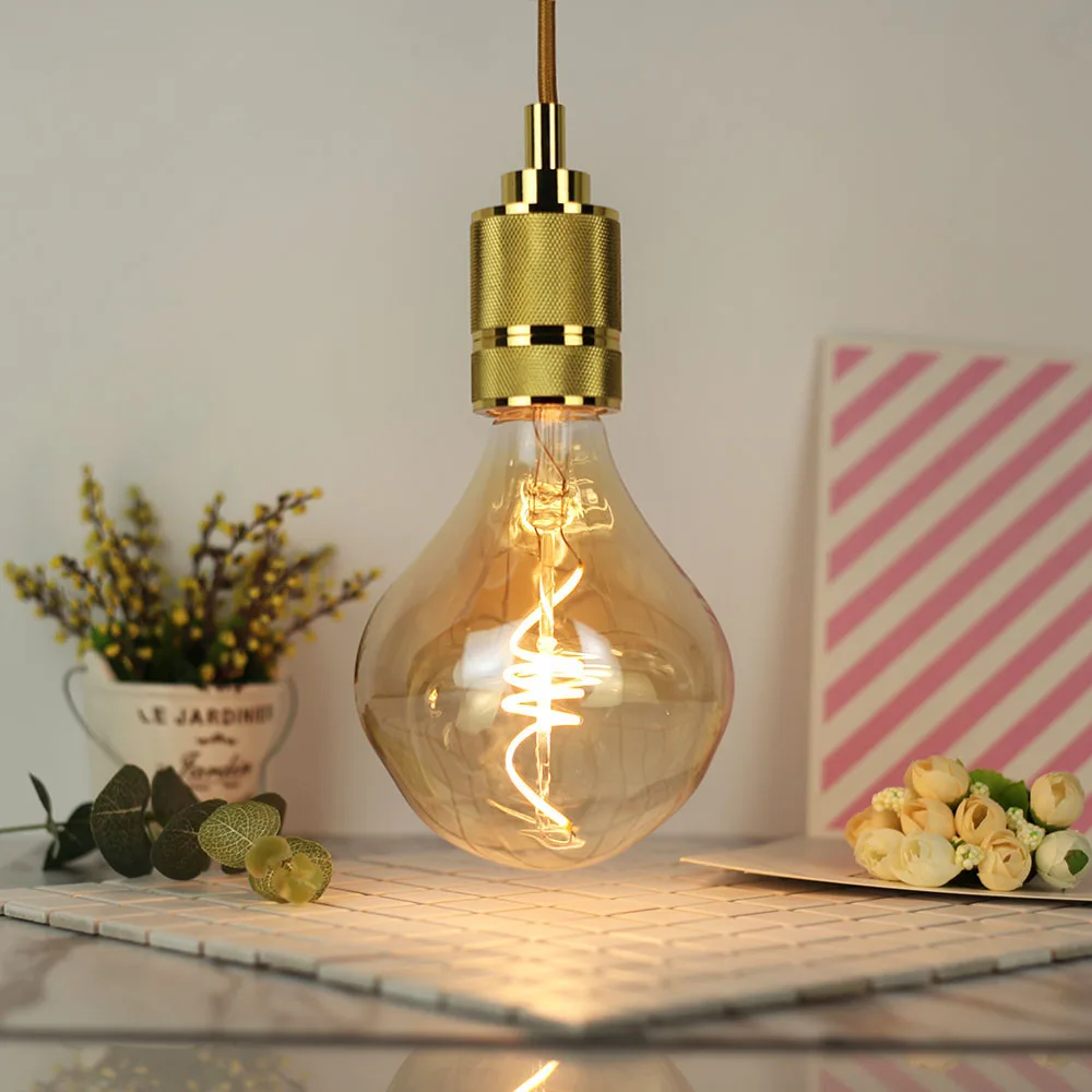 TIANFAN Edison Led Bulb Special Shaped Alien G125 4W Dimmable 220-240V E27 Decorative Light Bulb Amber Super Warm