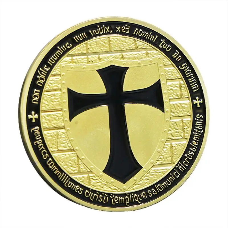 Religious Commemorative Coin Portable Gold-Plated Commemorative Coin Unique Knight Challenge Coin for Family Friends Colleagues