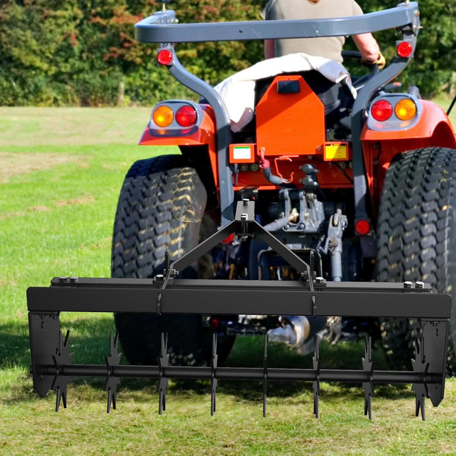 Tow Behind Lawn Aerator,Heavy Duty Iron Core Aerator with Plug,Spike Tines,Deep Soil Penetration Grass Aerator Tool for Tractor