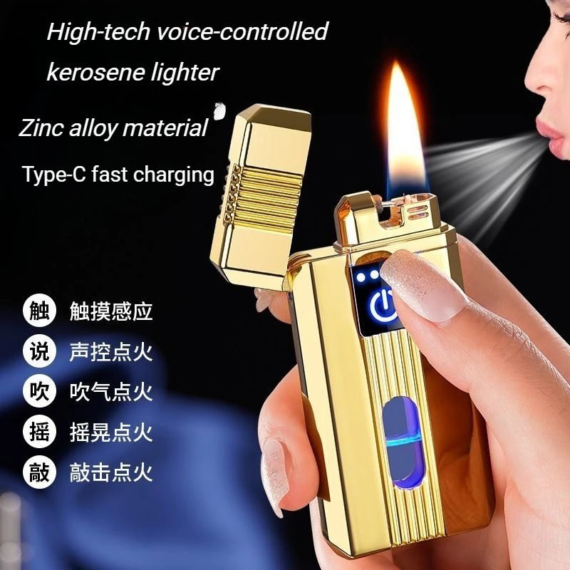 

2026 New High-tech Voice-controlled Metal Charging Ignition Oil-electric Hybrid Premium Gift Your Boyfriend Cigarette Accessorie