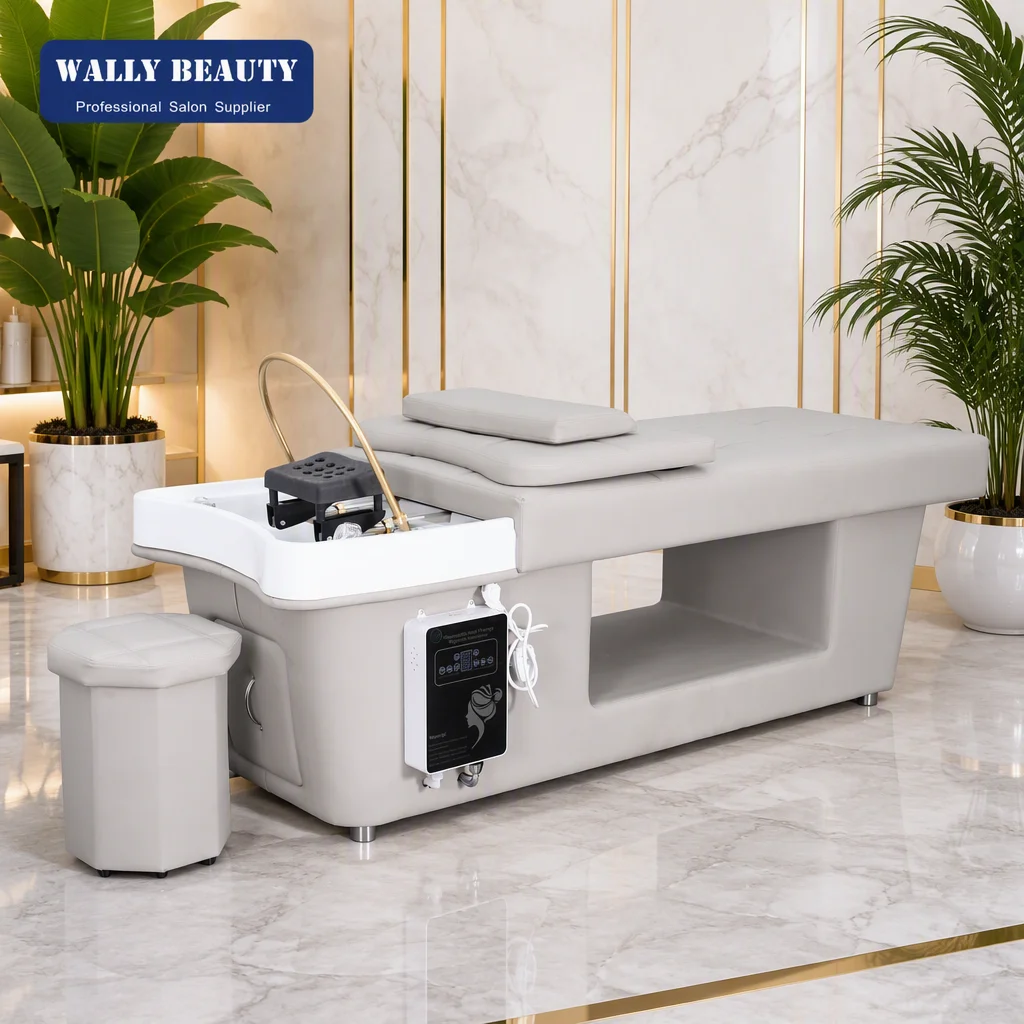 Head Therapy BedJapanese Head Spa Shampoo Bed With Waterfall Scalp Machine Massage Beauty Salon Furniture For Hair Spa