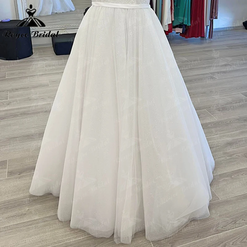 Robe de mariée de forme trapèze pour femmes, tenue de mariage Sexy, style Boho, bretelles Spaghetti, dos nu, lacets, balayage brillant