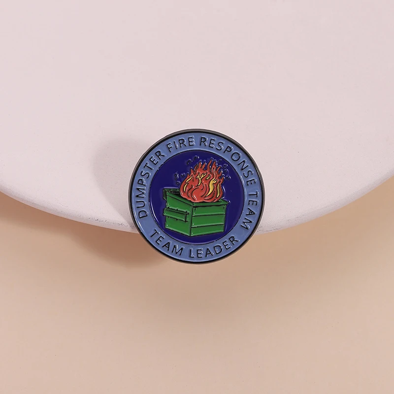 Dumpster Fire Response Team Enamel Pin Job Humor Creative Trash Can Flame Brooch Lapel Backpack Badge Jewelry Gift for Friends