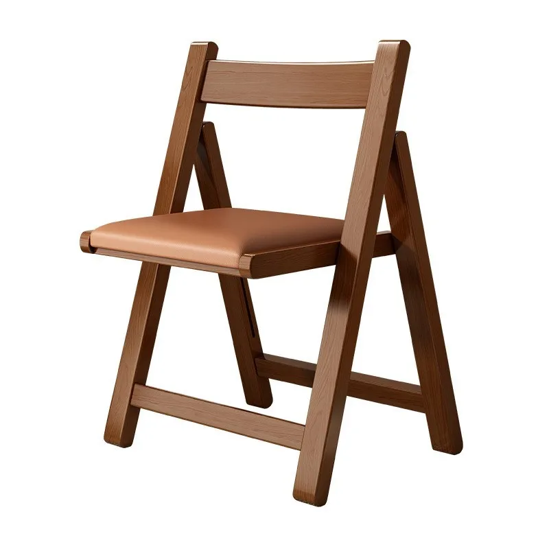 Simple Solid Wood Folding Chair Dining Chair Small House Simple Foldable Back Chair Outdoor Home Portable Chairs For Kitchen