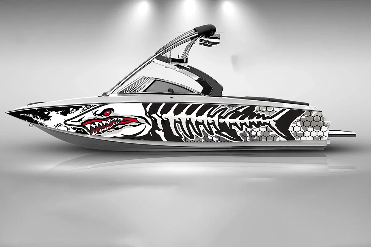 

fishbone fish Boat sticker fashion custom fish boat sticker vinyl waterproof boat wrap Graphic wrap decal