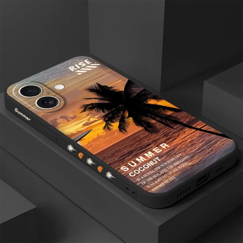 

Summer Coconut Phone Case For iPhone 16 16e 15 14 13 12 11 X XR XS Plus Pro Max Mini Silicone Cover