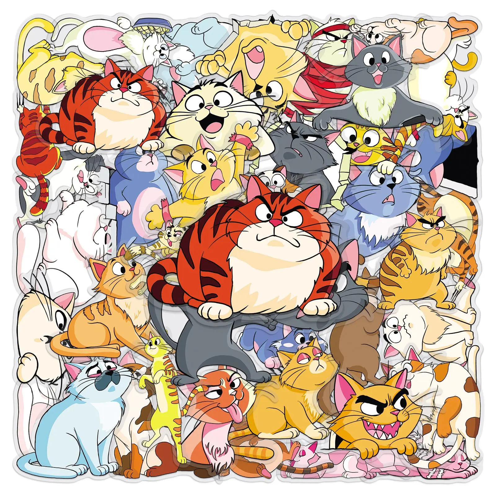 50/100 pçs transparente pet engraçado gato adesivo bonito gatinho dos desenhos animados decoração à prova dwaterproof água diy portátil papelaria adesivo